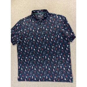 Maelreg‎ Performance Short Sleeve Golf Polo Shirt (Men's Large) Blue - Sailboats